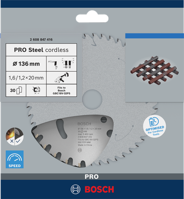 Akumulátorový kotouč pro řezání betonářské oceli Bosch PRO Steel 136 mm.